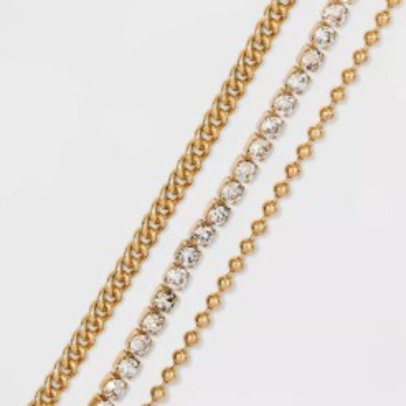 9" Ball Wide Chain Anklet Set 3 piece set - A New Day™ Metallic Gold, NWT - Picture 2 of 4